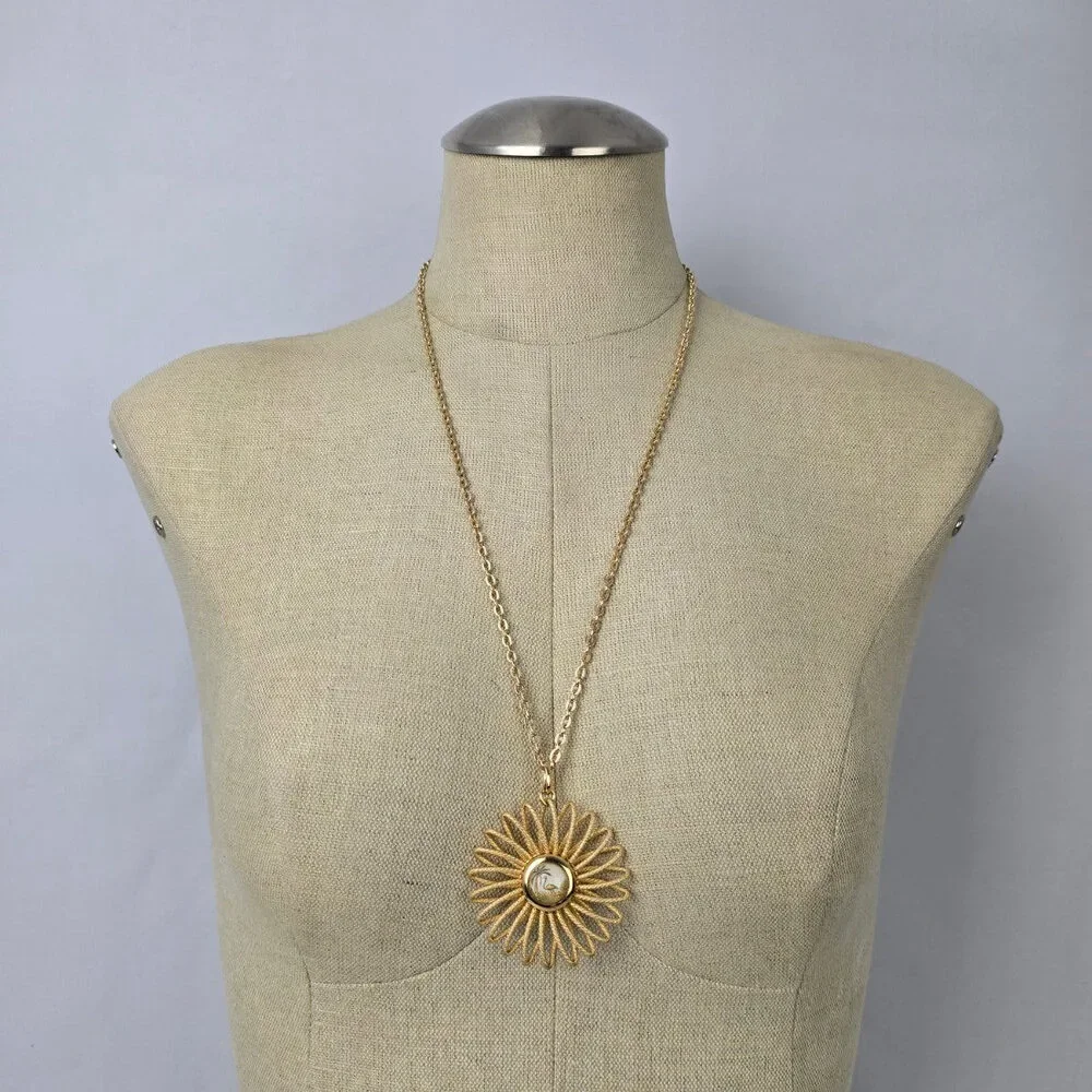 Vintage Made In West Germany Flower Pendant Chain Necklace - Picture 1 of 9